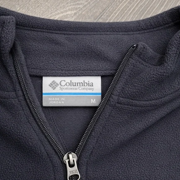 Columbia Black Quarter Zip Fleece Pullover Mens Medium Lightweight Outdoor - Picture 2 of 2